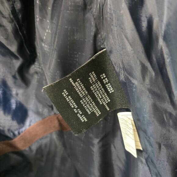 Cole Haan Down Puffer Jacket Womens Medium Blue Parka Coat Hood Long Navy - Picture 9 of 11